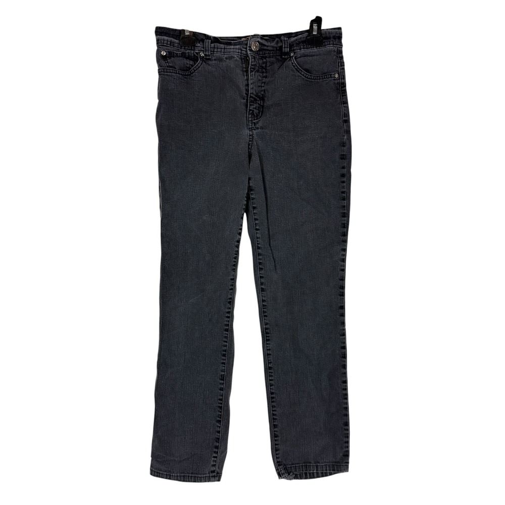 Liz Claiborne Jeans Womens 10 Gray Charcoal Wash Mid Rise Straight Stretch Denim
